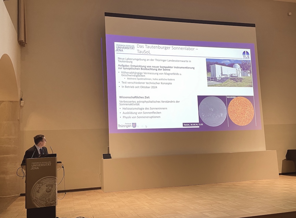 Markus Roth beschreibt die Forschungsziele des Tautenburger Sonnenlabors Antrittsvorlesung M Roth 01