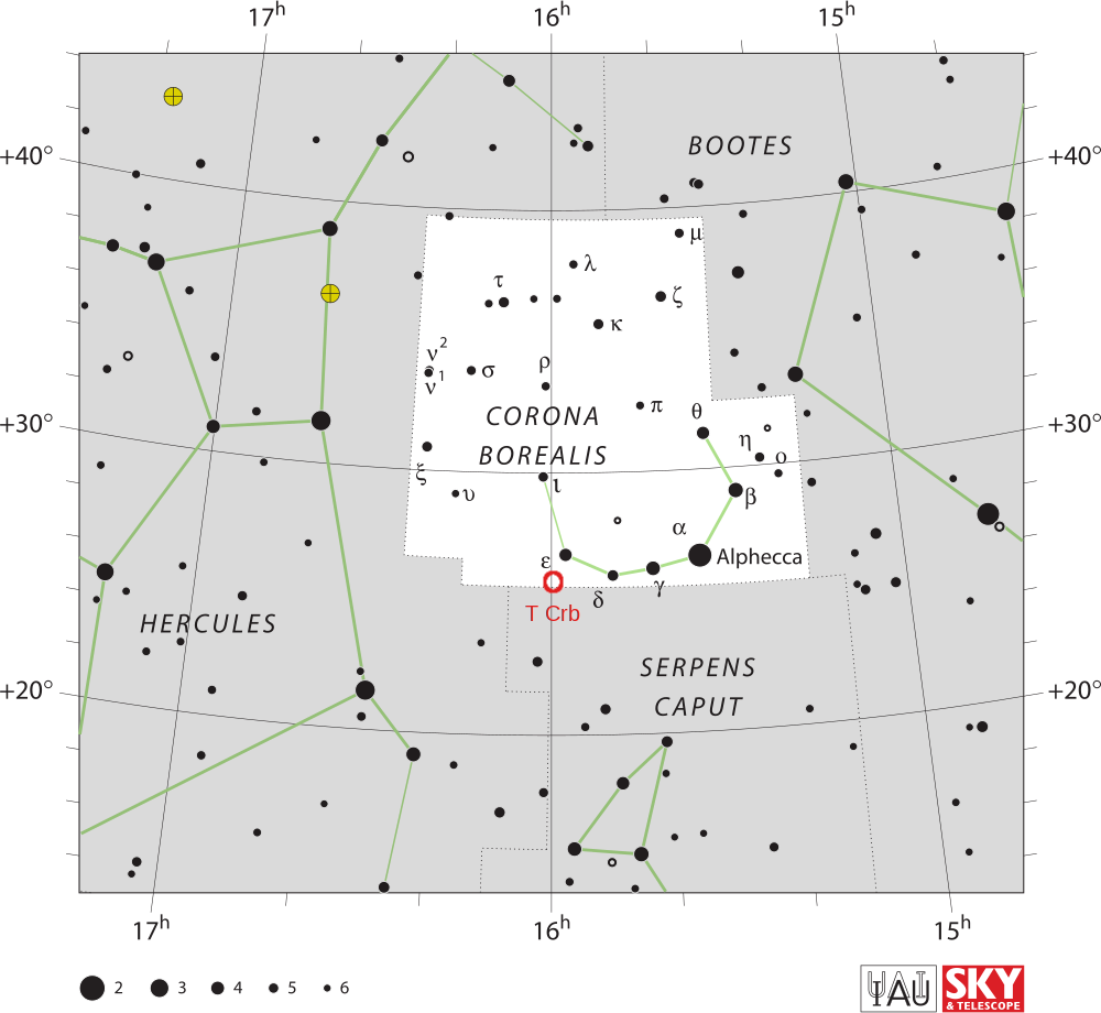 Corona Borealis constellation map